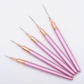 5pcs Metal Handle Nail Liner Brush Set Thin Lines & Fine Details 5 Different Lengths Manicure Drawing Pens for French Art