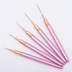 5pcs Metal Handle Nail Liner Brush Set Thin Lines & Fine Details 5 Different Lengths Manicure Drawing Pens for French Art