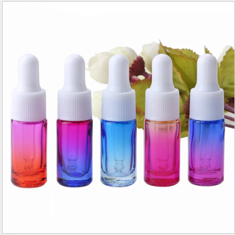 Sample Bottles 3ml 2ml 1ml Empty Essential Oil Pink/clear/brown Glass Dropper Bottle with Rose Gold Dropper