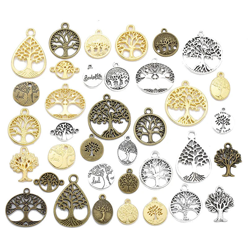 YuenZ 36pcs/set Mix Tree of Life Charms Metal Zinc Alloy Fit Jewelry Pendant for DIY Necklace Bracelet Jewelry Making Findings