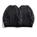 AI-MICH 360G Fleece O-Neck Washed Distressed Retro Glossy Embroidered Solid Pattern Pullover Eco-Friendly Men Women Winter