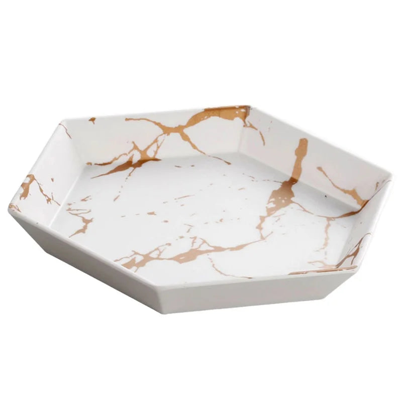 Wholesale Eco-Friendly Safe Tableware Restaurant Wedding Dinner White Gold Marble Plate Set Dishes Melamine Plates Dinnerware