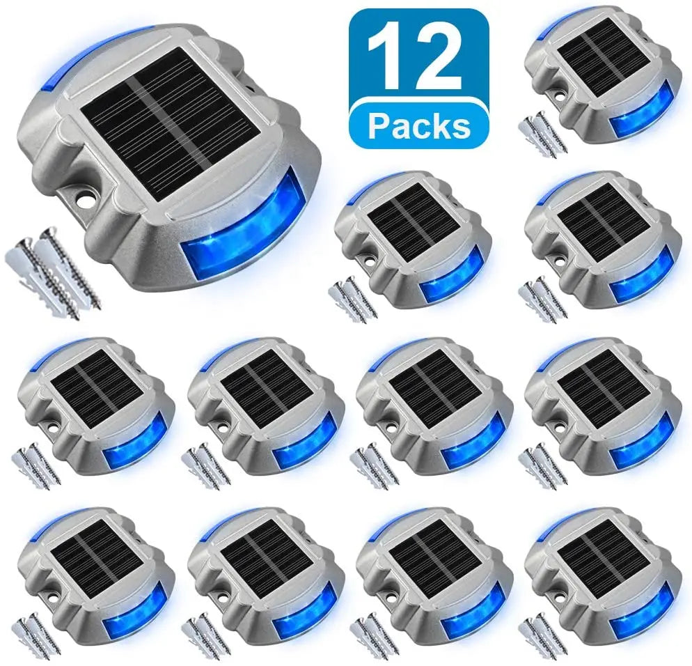 Solar Deck Lights Driveway Dock Lights Led Wireless IP67 Waterproof Outdoor Warning Step Lights for Driveway Sidewalk Garden Pat