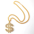 G641 Jewelry Hip Hop Punk Full Rhinestone Iced Out Zircon Money Dollar Pendant Men Gold Dollar Necklace
