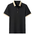 2025 Summer Men's Casual Short-Sleeved Ice Silk for Polo Shirt Breathable V-Neck Scissors Collar with Solid Pattern Blank Design