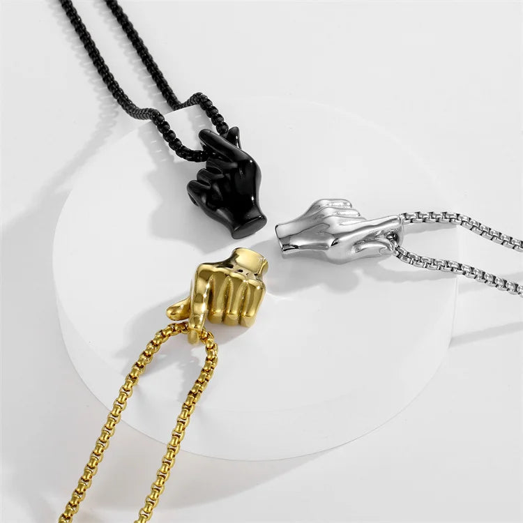 Custom Design Romantic I Love You Heart Pendant Stainless Steel Gold Plated Link Chain Charms Engrave Jewelry Gift Anniversary
