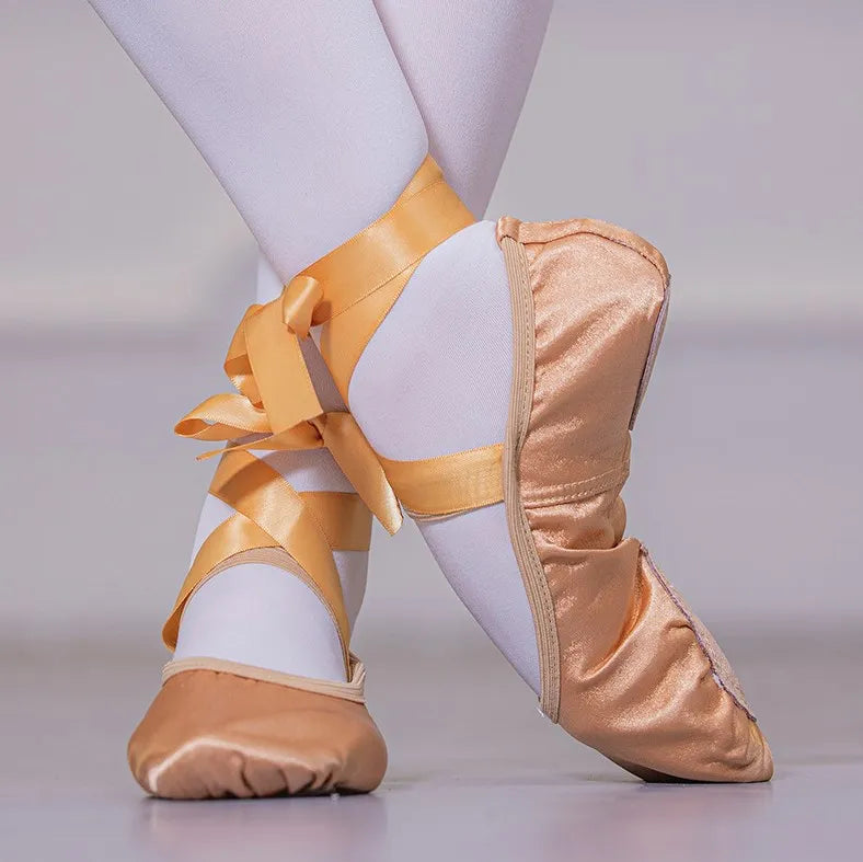 Satin Ribbon Adult Ballet Dance Shoes Female Teacher Shoes Soft Sole Practice Cat Claw Dance Shoes
