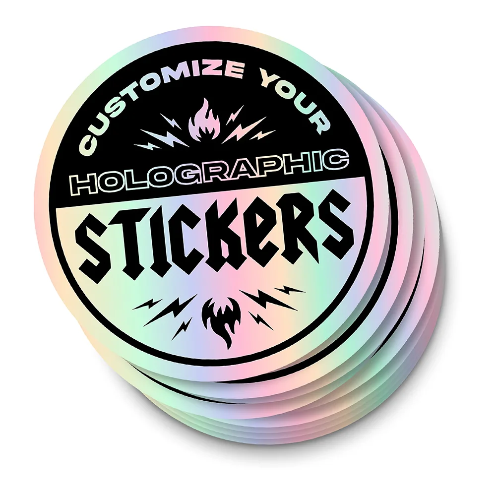 ODM OEM Custom Cute Logo Glitter Lamination Die Cut Label Holographic Laser Rainbow Reflective Waterproof Hologram Sticker