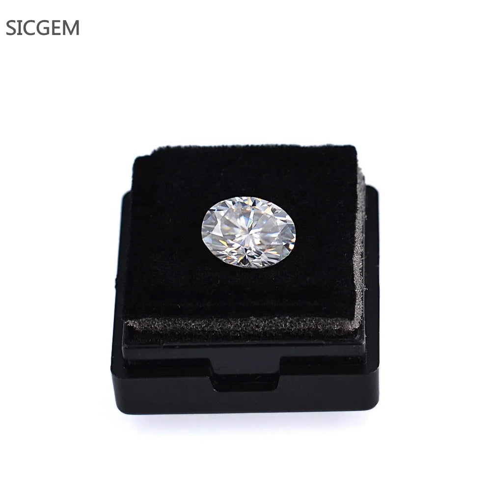 SICGEM Synthetic VVS1 Clarity D Color Oval Cut Loose Moissanite Stone with 9.25 Mohs Hardness Color Play for Necklace Production