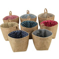 New Arrival Hanging Basket Cotton Linen Pot Small Sack Hanging Type Dot Stripe Storage Basket Storage Hanging Bag