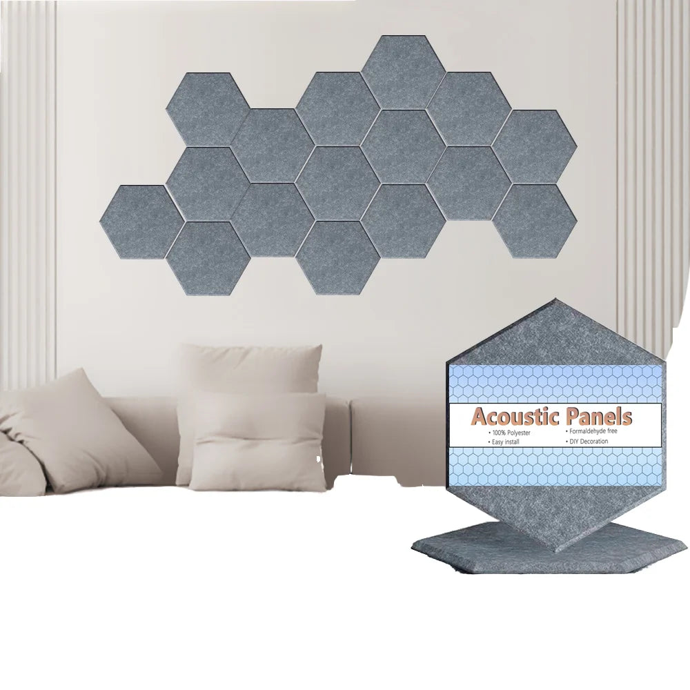 Flame Retardant Polyester Soundproofing Panel Hexagon Pet Felt Acoustic Panels