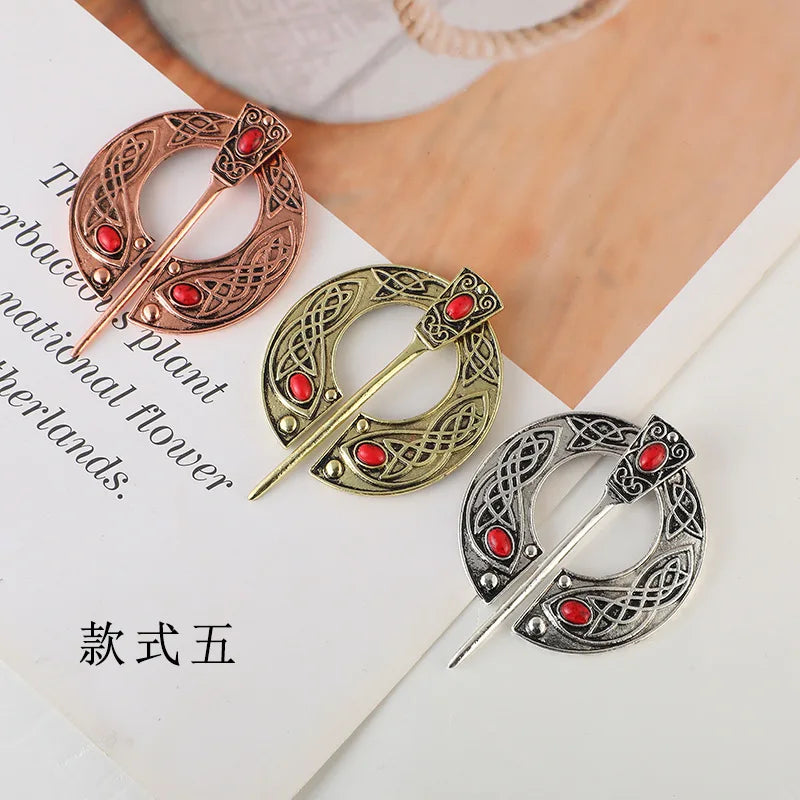 Antique Silver Retro Scarf Shawl Buckle Medieval Penannular Brooch Pin for Wedding Vintage Viking Cloak Brooch