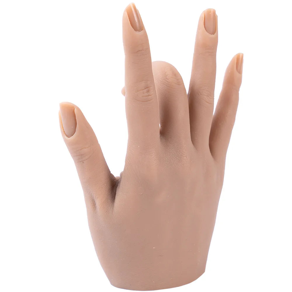 Professional False Nail Training Tool Flexible Painting Trainer Practice Silicone Nail  Hand for Manicure