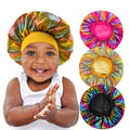 Wholesale Children's Wide-brimmed Sleep Hat Hair Accessories Large Bonnet Laser Sleep Cap Bonnets Elastic Band Turbans Satin Cap