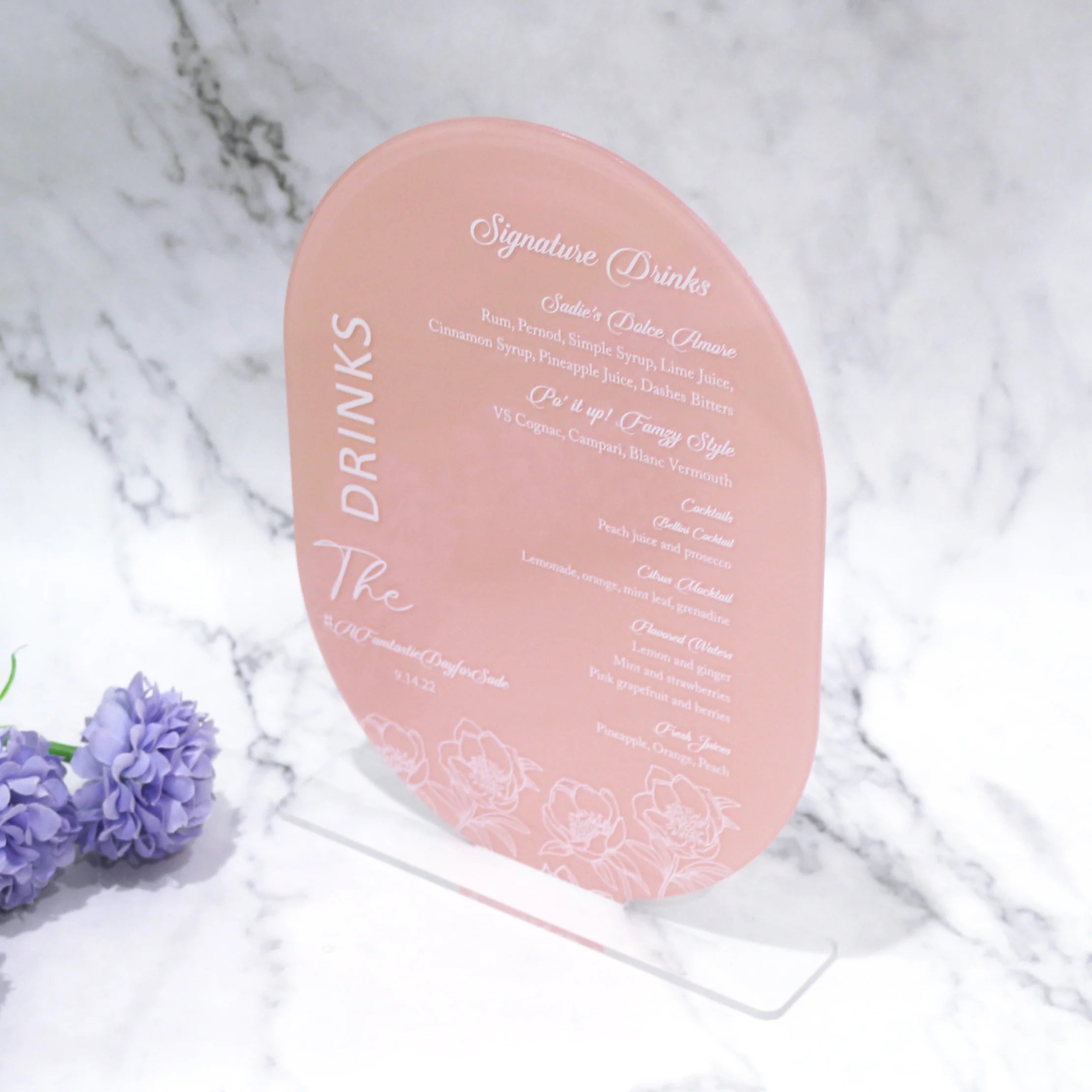 2026 Custom UV Printing Clear Acrylic Restaurant Place Menu Cards Premium Cute Pink Acrylic Handmade Wedding Events Table Cards