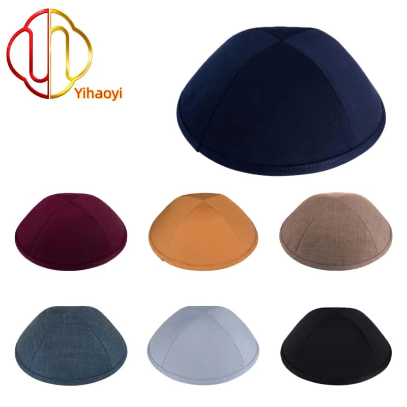 Yihaoyi Custom Logo Linen Cotton Kosher Kippah Elegant Jewish Yarmulke for Religious Events Yearly Observances Wedding Gift
