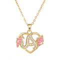 QIUHAN Personalized Birth Name Flower Necklace Heart Pendant Necklace Custom A-Z Letters Necklace
