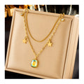 2023 New Tarnish Free 18k Gold Plated Stainless Steel Square Crystal Pendant Fashion Jewelry Necklaces for Women