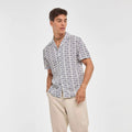 Imperio White Hawaiian Fish Print Oversized Casual 100% Cotton Breathable Short Sleeve Summer Shirt for Men