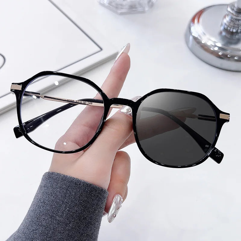 Wholesale Custom Logo Diamond Fashion High-End UV400 Sunglasses Anti Blue Light Plus Photochromic Unisex Rectangle Full-Frame