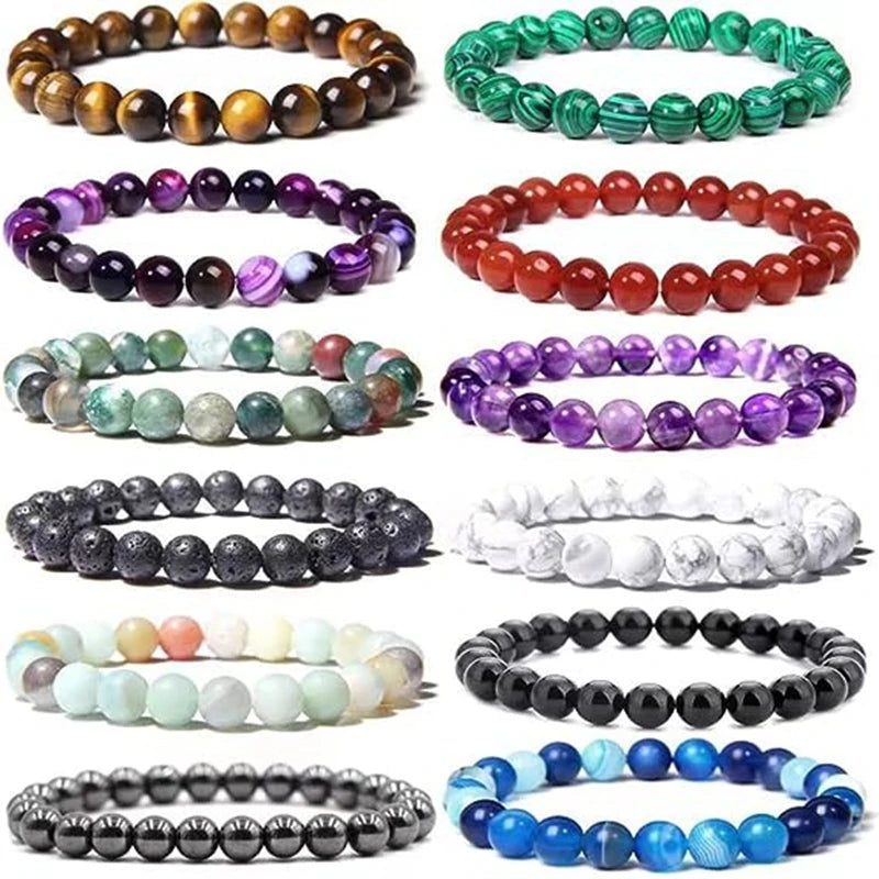 Wholesale Handmade 6mm 8mm 10mm Natural Stone Quartz Crystal Beads Agate Bracelets for Women and Men Gift