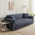 Wholesale Modern Solid Spandex Stretch 2 Seats Sofa Cover Set with Skirts for Hotel Living Room