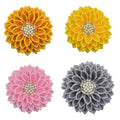 4.5 in 12.5cm Polyester Satin Ribbon Petal Flower Crystal Rhinestone Women's Wedding Engagement Party Gift Safety Pin Brooch