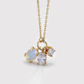 New Design Vintage 925 Sterling Silver Necklace Tear-Drop Shaped Zircon Moonstone Dangle Choker Necklace