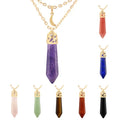 Healing Crystal Pendant Necklaces Hexagonal Spiritual Pendant Natural Gemstone Jewelry Adjustable Chain for Women Girls
