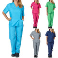 Nurse Uniform V-neck Pocket Scrub Suit Workwear Suit T-Shirt + Pants Solid Color Feel Soft on the Skin Comfortably Roomy