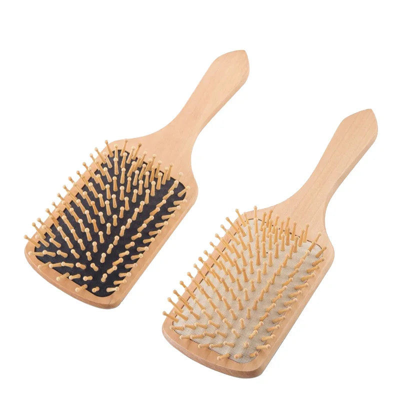 Homtak Custom Logo Detangler Chinese Jujube Wood Tooth Air Cushion Massage Mini Wood Paddle Hair Brush for Children