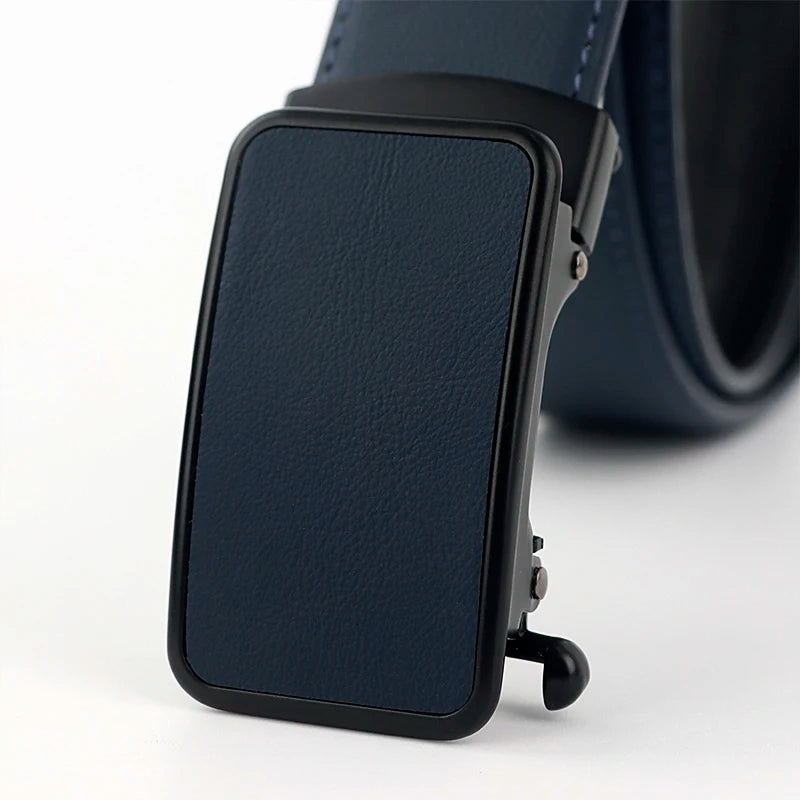 Pure Hand-made Leather Automatic Buckle Men Belt Custom logo Fashion Business Leather Belt