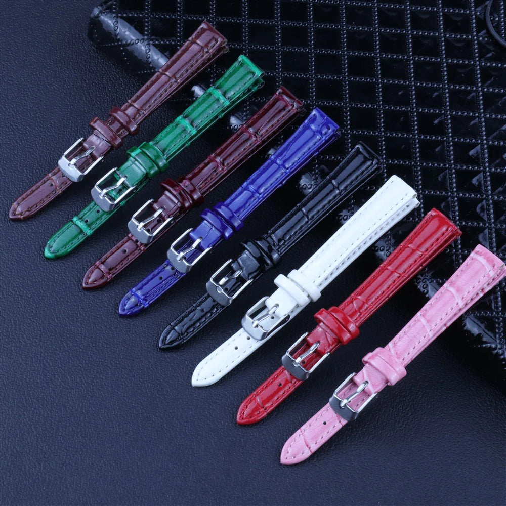 Bright Genuine Leather Watch Strap for Women Watch Parts Accessories 12 14 16 18 20mm  Lady Shiny Watch Band
