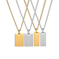 TIKTOK Instagram Hot Selling Stainless Steel Custom LOGO Name Couple Love Blank Square Pendant with Snake Chain
