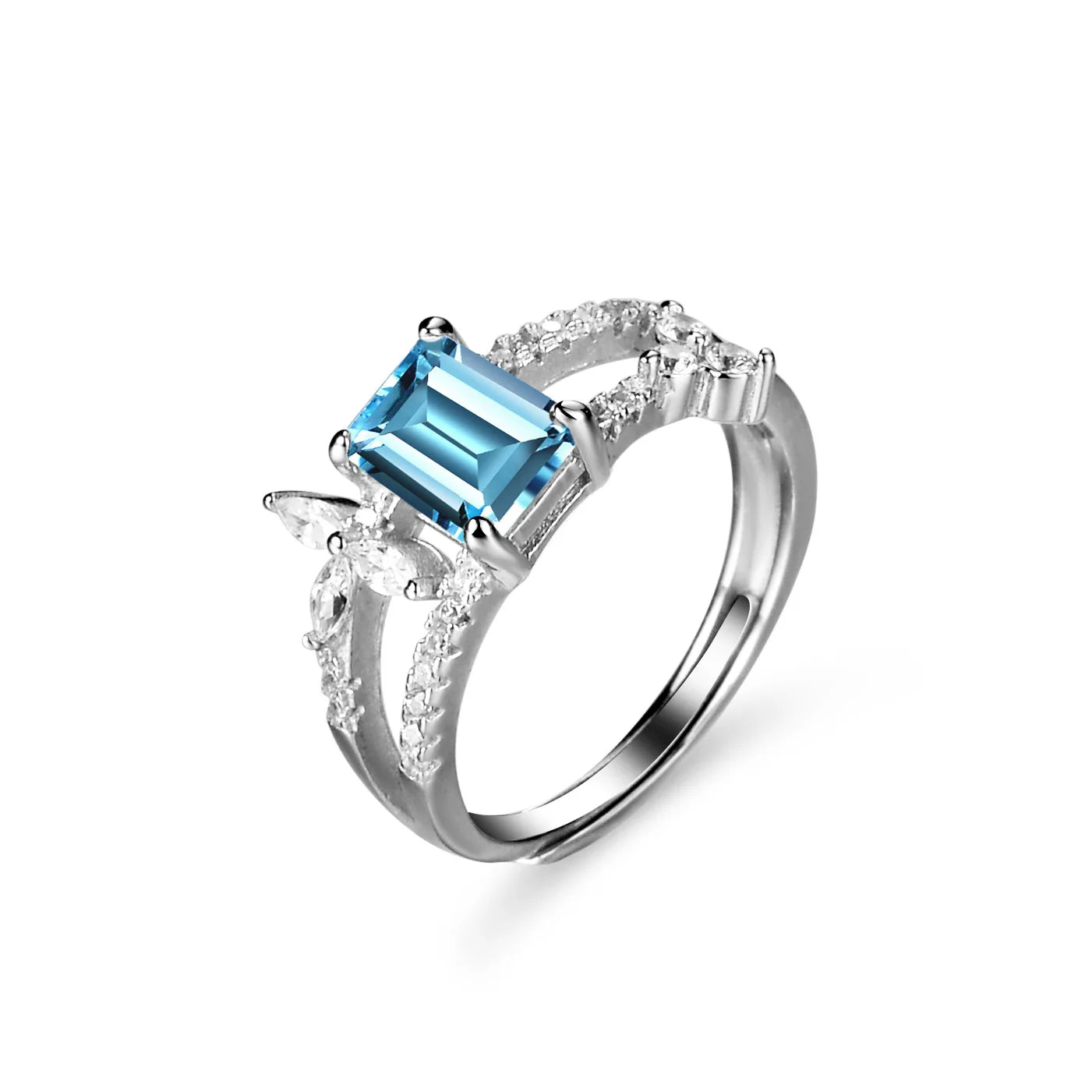 Fine Jewelry Solitaire Ring Rhoudium Plated Brass Copper Diamond  Jewellery
