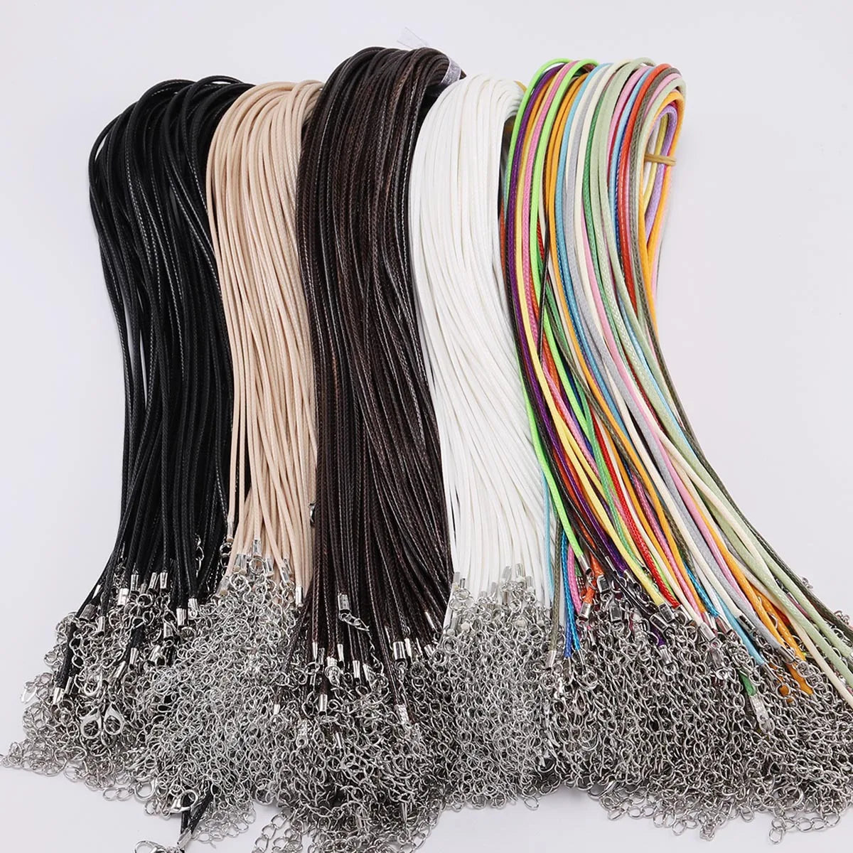 2mm Black Blue Colorful Leather Cord Adjustable Necklace Chain 20inches Rope Pendant Chain for Jewelry Making