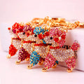 Environmental Protection Metal Zinc Alloy Gold Plated Animal Jewelry Keychain Poodle Dog Crystal Key Chain Dog