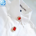 Custom Red Rhinestone Button Covers for Women Cufflinks Crystals Brooch Stone Lapel Pin Wedding Shirt Jewelry Clips Accessories