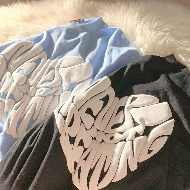 Custom 3D Puff Print T Shirt High Quality Organic Cotton Printing Drop Shoulder Heavyweight T-Shirt for Men 100% Cotton T Shirt