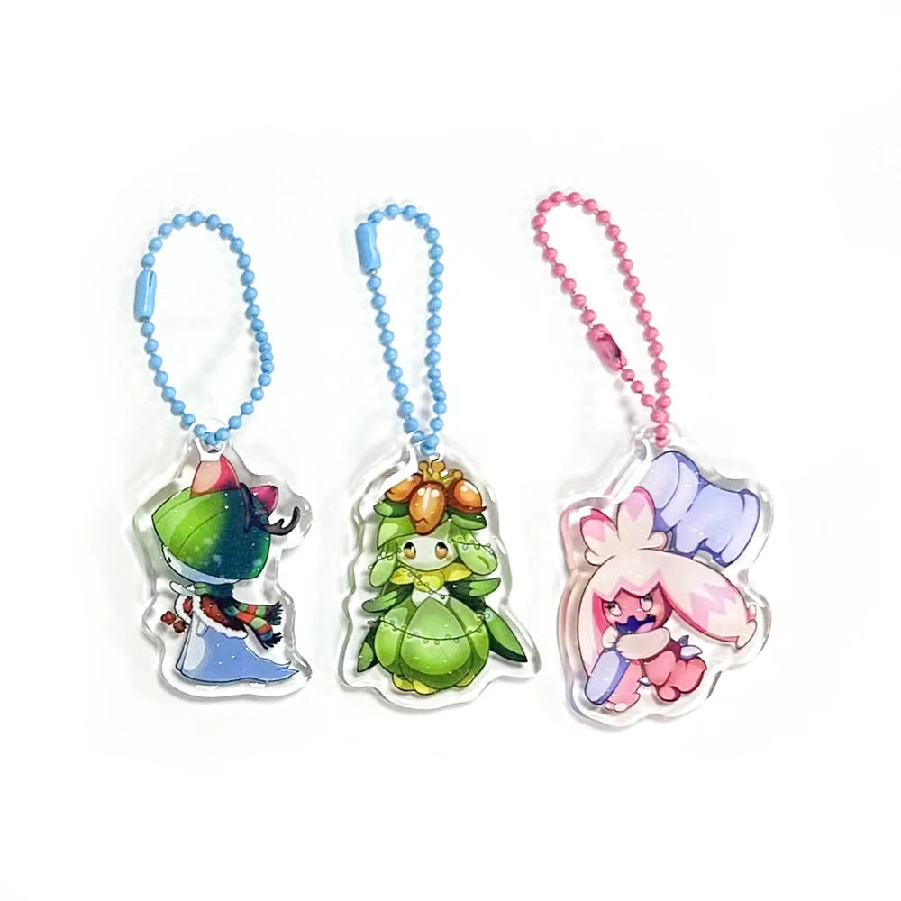 Custom Printed Double Sided Acrylic Charm Holographic Acrylic Keychain Anime Charm Glitter Epoxy Clear Epoxy Keychain