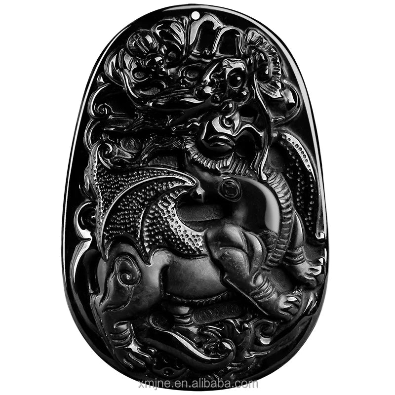 Certified Grade a Natural BLACK Jade  Jadeite BLACK Jade Flying Unicorn Pendant Ice Jade Lucky Men and Women Necklace Pendant