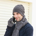 Hot Selling Men Winter Warm Knit Beanie Hat Cap and Scarf Gloves 3 Piece Set