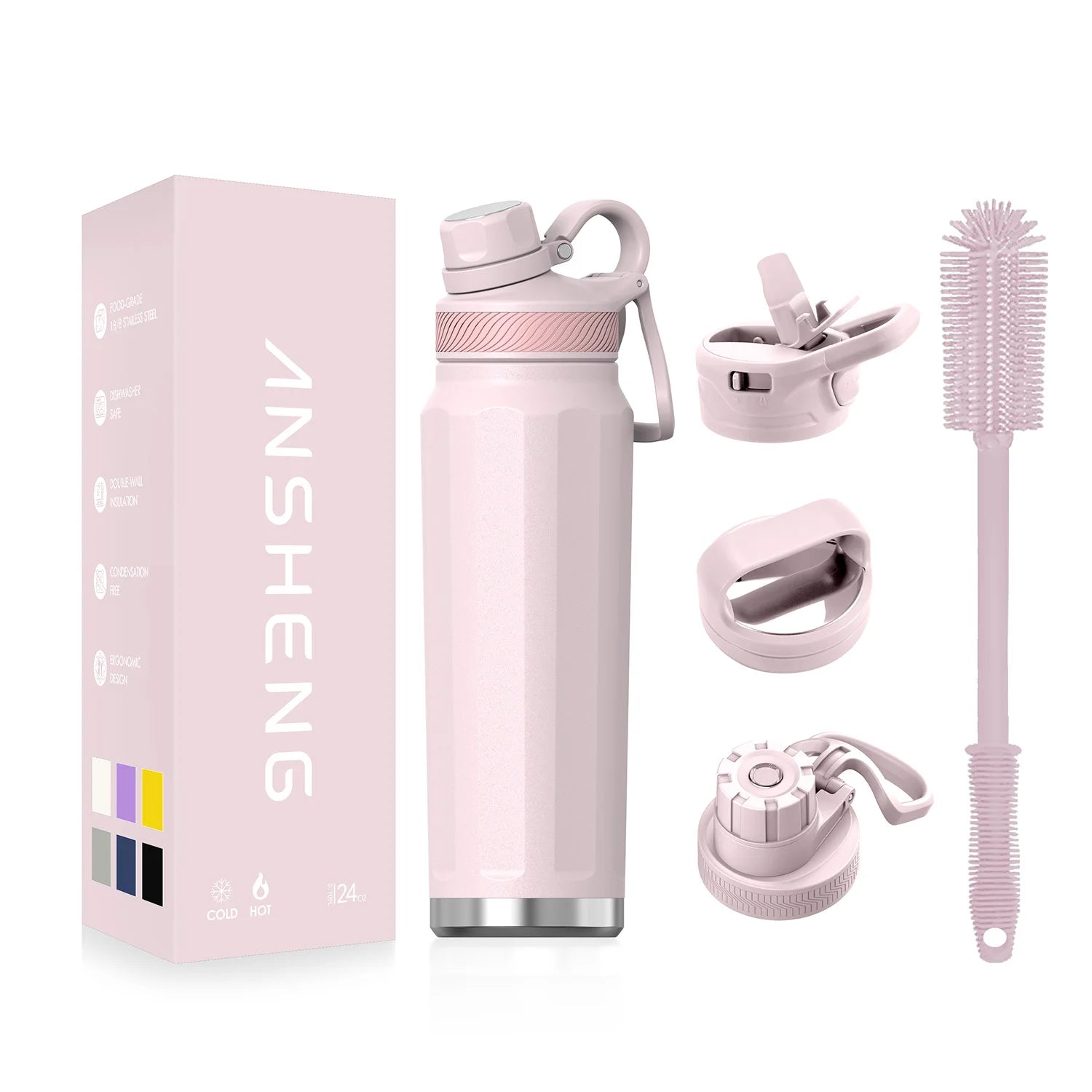 Double Wall Sports Bottle 24o 32oz Stainless Steel Vacuum Water Bottle with Straw