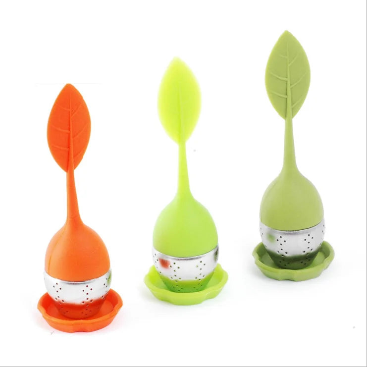 Factory Supply Eco-Friendly Silicone Handle Stainless Steel Tea Infuser with Loose Leaf Accessory for Tea Lovers