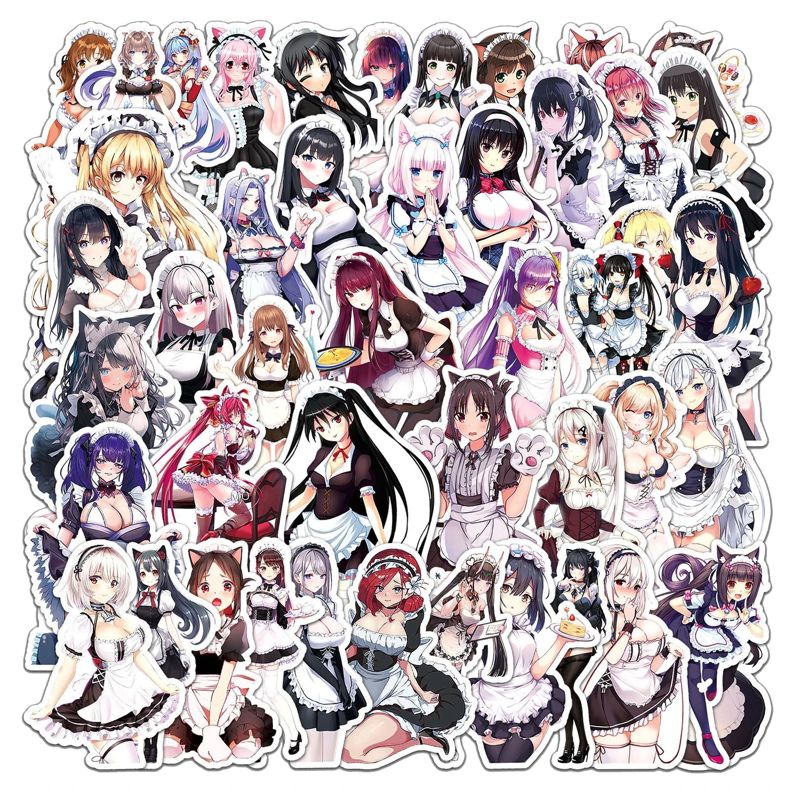50Pcs Japanese Anime Maid Girl Graffiti Stickers for Scrapbook Laptop Vinyl Cartoon Lolita Dress Girl Sticker