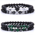 G1638 6MM Stone Beads Bracelets 2Pcs/Set Women Men Jewelry CZ Ball Stone Bead Bracelet