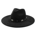 Wholesale Trendy Fashion Women MenSuede Fedora Hat Black Wide Brim Hat