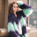 Faux Fur Coat Women's Stitched Fluorescent Coat Long Hair Fuzzy Soft Women Fur