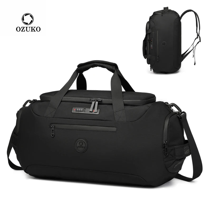 Ozuko 9651 Gym Bag for Women and Men Duffle Bag Backpack With Shoe Compartment Sports Duffel Bags for Traveling With Wet Pocket