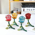 SHINNYGIFTS Metal Enamel Craft Rose Ring Storage Box Nautical Pewter Figurine Plated Proposal Ring Box Creative Fashion Ornament